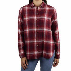 NWT Jachs Girlfriend Ladies' Long Sleeve Flannel Button-up Top Red Plaid - Large